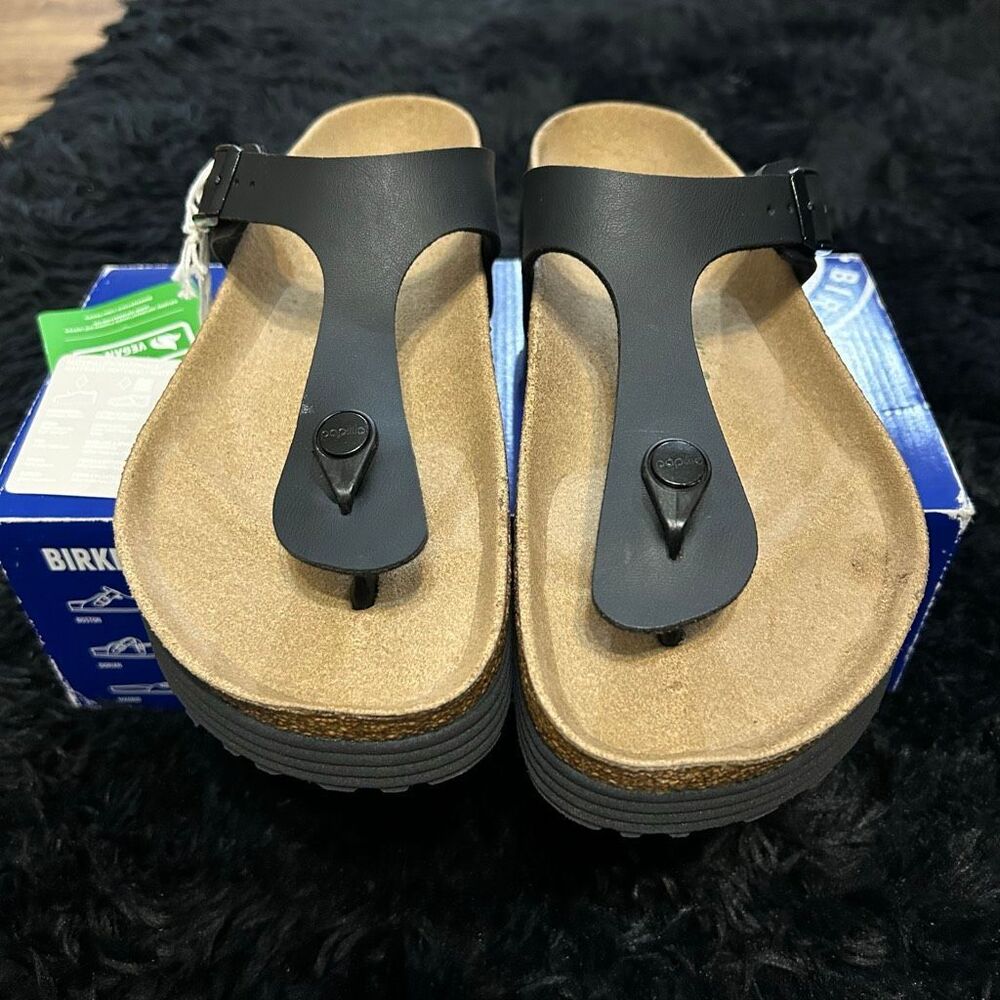 PAPILLIO by BIRKENSTOCK Gizeh black vegan platform sandals shoes eur 39 new - Picture 2 of 9